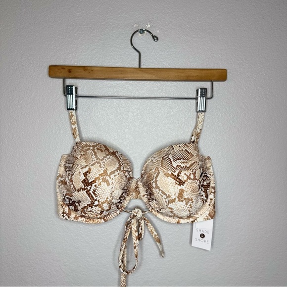 New Shade & Shore Snake Print Swim Top 36D - Picture 3 of 10